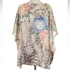 Chico's Floral and Leopard Print Tunic - Multicolor - Size S/M